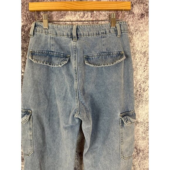 Cargo Jeans Women S Grunge Hip Hop Skate Pocket Baggy Wide Leg Y2K School - Picture 9 of 13
